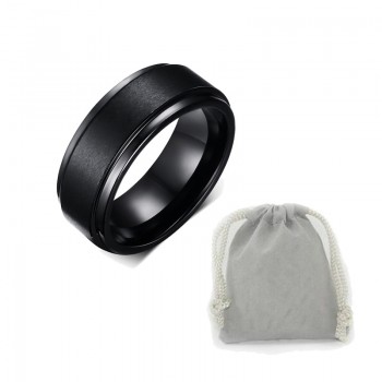 Mens Rings BASIC 8MM Wedding Engagement Band Black Pure Tungsten Carbide Men Matte Brushed Center Male Jewelry Aneis Bague