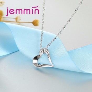 Jemmin New Fashion Women Blue Fire Opal Necklace Romantic Lovers Heart Pendants 925 Sterling Silver Fine Jewelry