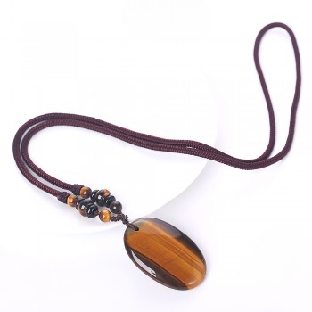 65cm Natural Stone Black Obsidian Tiger Eye Stone Pendant Necklace Render Lucky Amulet Crystal Agate Healing Crystal Amber Yoga