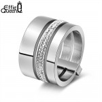 Effie Queen 15mm Big 3 Layers Rings 316L Stainless Steel Zircon Female Ring Wedding Engagement Women Jewelry Fashion Gift IR86