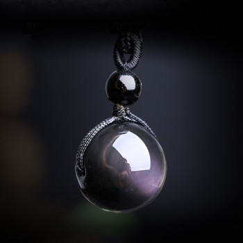 Black Obsidian  RainbowEye Beads Ball Natural Stone Necklace Pendant Transfer Lucky Love Crystal Jewelry  Fit Women Men