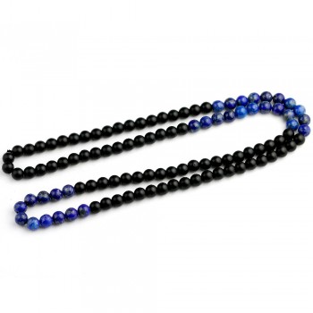 HandmadeNatural Matte Black Onyx With Lapis lazuli Beads Necklace Blue Stone Men Necklaces Women Beaded Necklaces Energy Jewelry