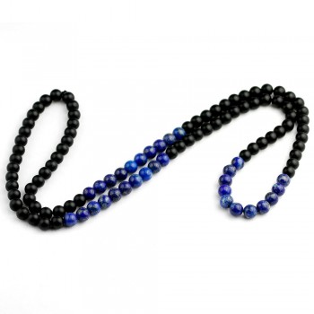 HandmadeNatural Matte Black Onyx With Lapis lazuli Beads Necklace Blue Stone Men Necklaces Women Beaded Necklaces Energy Jewelry