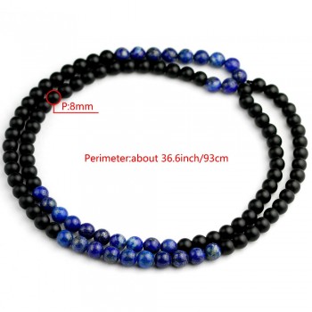 HandmadeNatural Matte Black Onyx With Lapis lazuli Beads Necklace Blue Stone Men Necklaces Women Beaded Necklaces Energy Jewelry