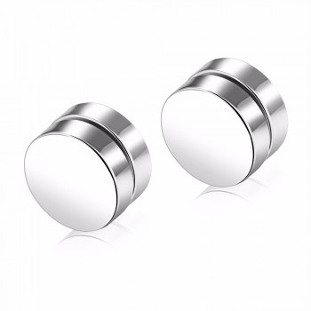 Titanium Steel Disc Men Magnetic Stud Fashion Hip Hip Hop Punk Ladies Earrings With No Ear Hole Can Also Be Worn