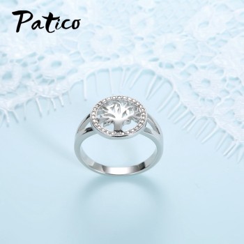 PATICO Hot Sale Finger Ring Bijoux 925 Sterling Silver Tree of Life AAA Zircon Wedding Jewelry For Women Party Gifts Wholesale