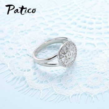 PATICO Hot Sale Finger Ring Bijoux 925 Sterling Silver Tree of Life AAA Zircon Wedding Jewelry For Women Party Gifts Wholesale