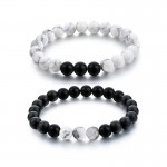 Fashion Black White Natural Stone Distance Beads Bracelet Charm Men Bracelets Boy Yoga Wristband Jewelry Gift For Women Lover