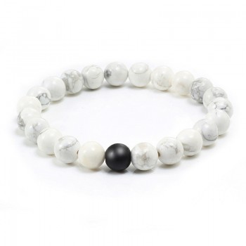 Fashion Black White Natural Stone Distance Beads Bracelet Charm Men Bracelets Boy Yoga Wristband Jewelry Gift For Women Lover