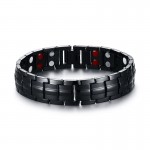 Elegant Mens Black Bracelets Titanium Steel Magnetic Therapy 2 Row 4 in 1 FIR, Negative Ion Germanium Bracelet Men Jewelry 2017