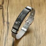 Personalized Bangle Mens Slide Mesh Bracelet Silver Adjusatble Customized Name Wristands Stainless Steel Male Bileklik Pulseira