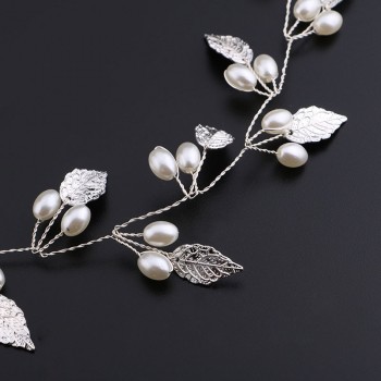 Luxury Gold and Silver Headbands Hair Jewelry Pearl Crystal Leaf  Bride Tiaras Headpiece Wedding Bridal Hair Accessories Gift JL