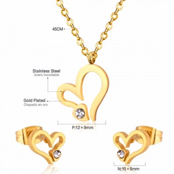 LUXUKISSKIDS Romantic Stainless Steel Jewelry Sets Engagement Necklace Earrings Sets Women Wedding Jewelry