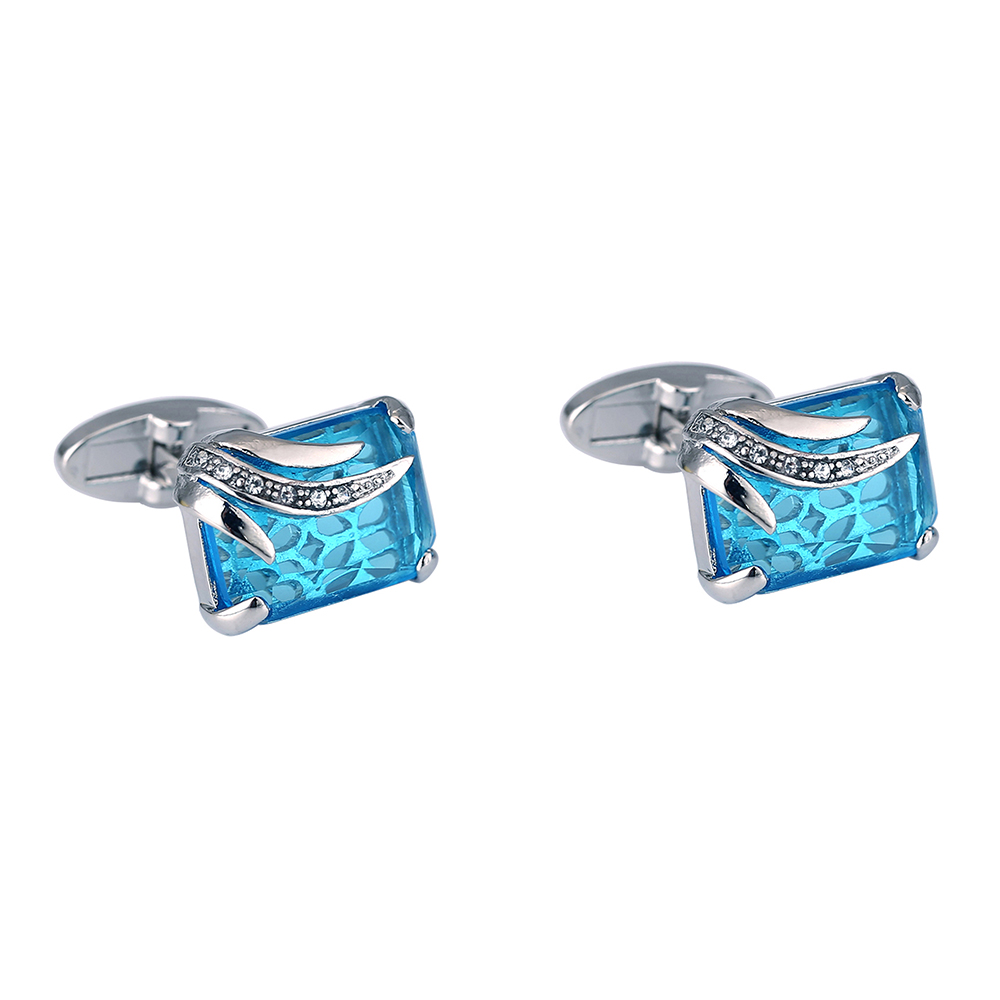 High Quality Mens Cufflinks Silver-Plating Blue Zircon Mens Shirt cuff links men jewelry gemelos 297