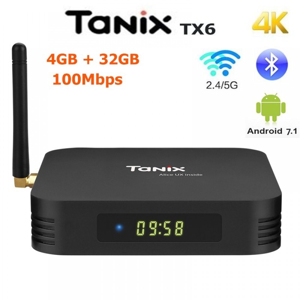 Tanix TX6 Smart TV Box 4GB DDR3 32GB EMMC Allwinner H6 2.4GHz / 5.8GHz WiFi Set Top Box Bluetooth5.0 4K Media Player Android 7.0