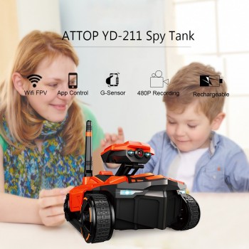 ATTOP Remote Control Smart Tank Robot HD Camera Wifi FPV 0.3MP Camera Phone App Control Car RC Phone Controlled Kids Gift Toy