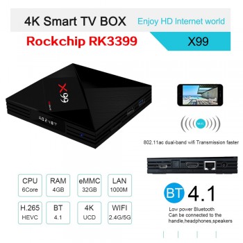 L8STAR X99 Android 7.1 TV BOX RK3399 4GB RAM 64GB ROM With Voice Remote 5G WiFi Super 4K OTT HD2.0 Smart TV BOX Set TOP BOX