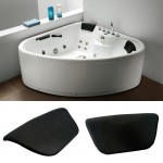 WHISM Non-slip PU Leather Bath Pillows Waterproof SPA Body Neck Pillow Luxury Bathtub Headrest Bath Tub Cushion with Suction Cup