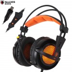 Sades A6 USB  7.1 Virtual Surround Sound Gaming Headset Headphones with Microphne Volume Control LED Vibration Bass for PC PS4