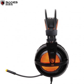 Sades A6 USB  7.1 Virtual Surround Sound Gaming Headset Headphones with Microphne Volume Control LED Vibration Bass for PC PS4