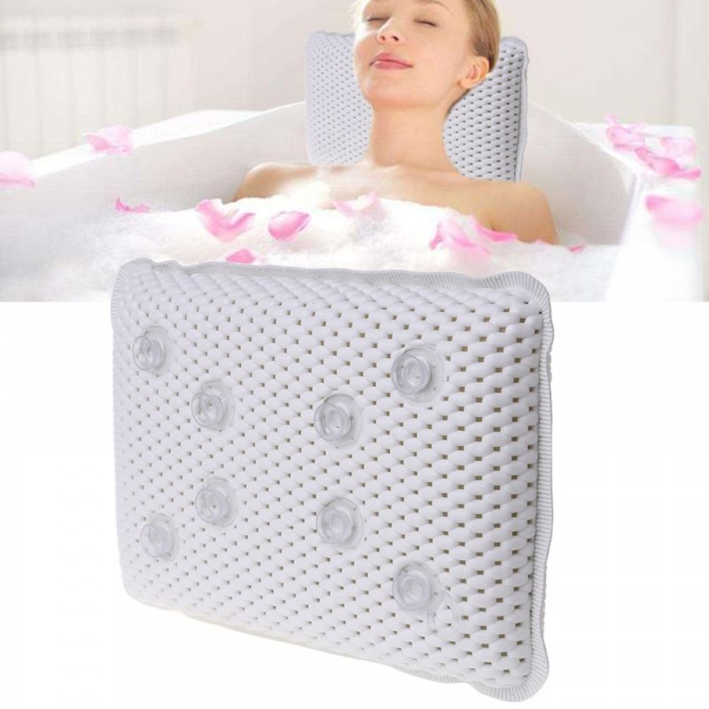 Non-slip Bathtub Pillow Soft Bath SPA Headrest Waterproof With Suction Cups W215