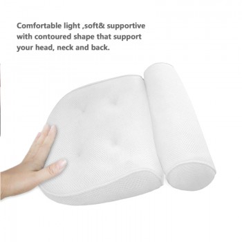 1 Pcs Anti-slip 3D SPA Breathable Home Bath Pillow Head Neck Rest Relax 4 Suction Cup LBShipping