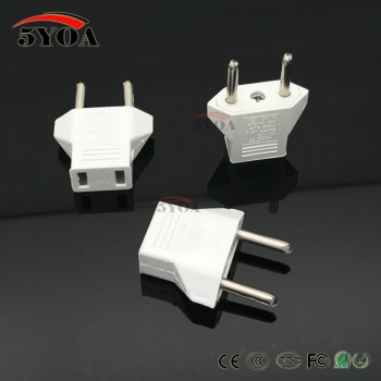 Universal US To EU Plug USA To Euro Europe Travel White Wall AC Power Charger Outlet Adapter Converter 2 Round Socket Input Pin