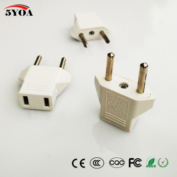 Universal US To EU Plug USA To Euro Europe Travel White Wall AC Power Charger Outlet Adapter Converter 2 Round Socket Input Pin