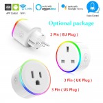 Smart EU US UK Plug WiFi Control Socket Wireless Timer Switch Outlet With RGB LED Light Voice Control works with Alexa Google