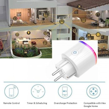 Smart EU US UK Plug WiFi Control Socket Wireless Timer Switch Outlet With RGB LED Light Voice Control works with Alexa Google