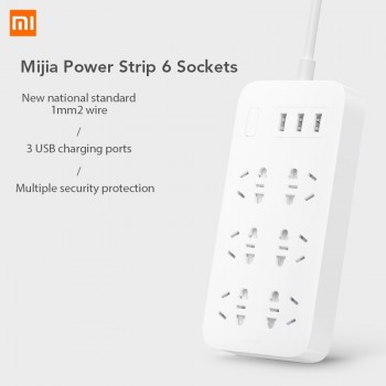 Original Xiaomi Mijia Power Strip Basic Version 6 Sockets With 3 5V 2.1A Fast Charging USB Ports White Mi Socket Solid Color